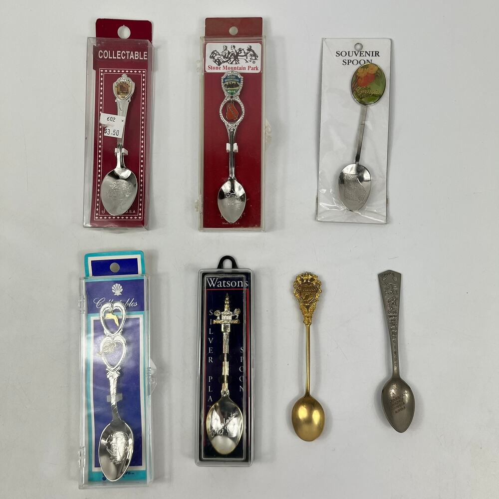 Vtg Souvenir Collector Spoon x7 Lot Georgia Florida Charleston Stone Mountain SC